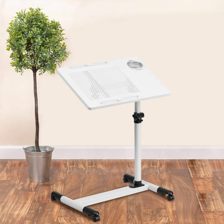 Flash Furniture Macon Black Adjustable Height Rolling Computer Desk with Steel Frame