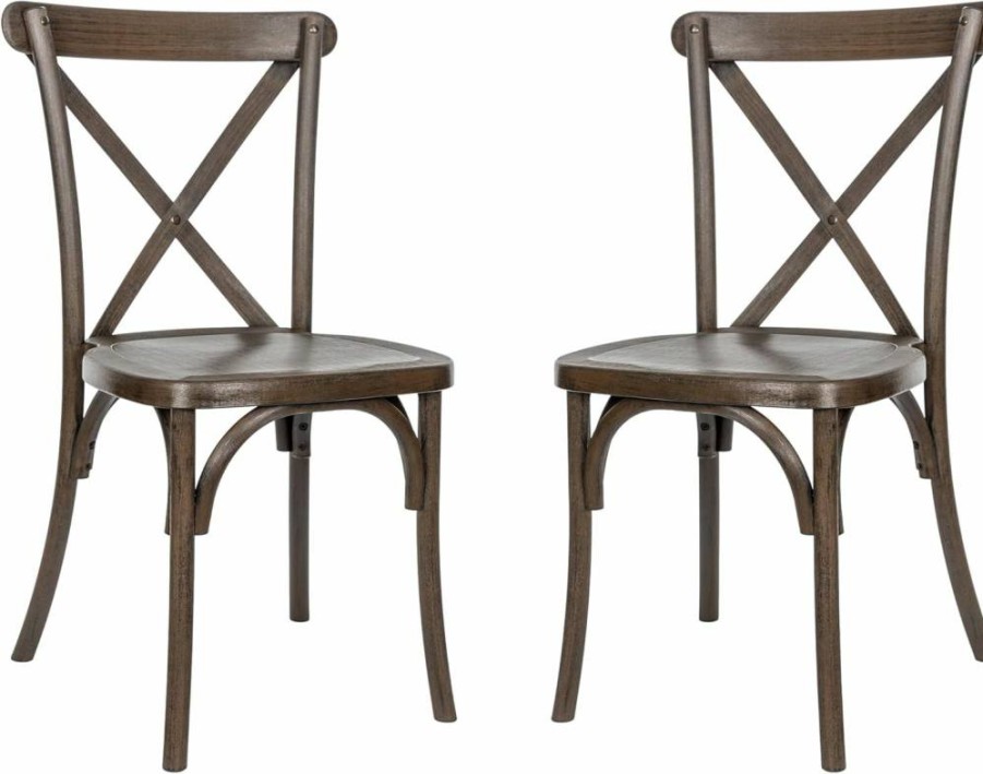 Flash Furniture Hercules Commercial Cross Back Chair - Dark Brown Weather-Resistant Wood Look, Lightweight Indoor/Outdoor Dining Chair for Home & Restaurant Use