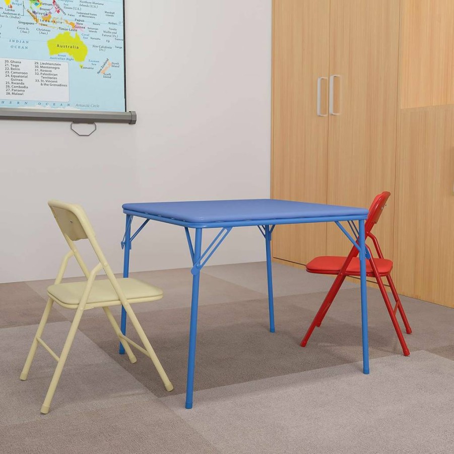Flash Furniture Mindy Kids Folding Table - Square Vinyl Padded Activity Table for Daycare, Classroom, Home - Black Children's Play Table