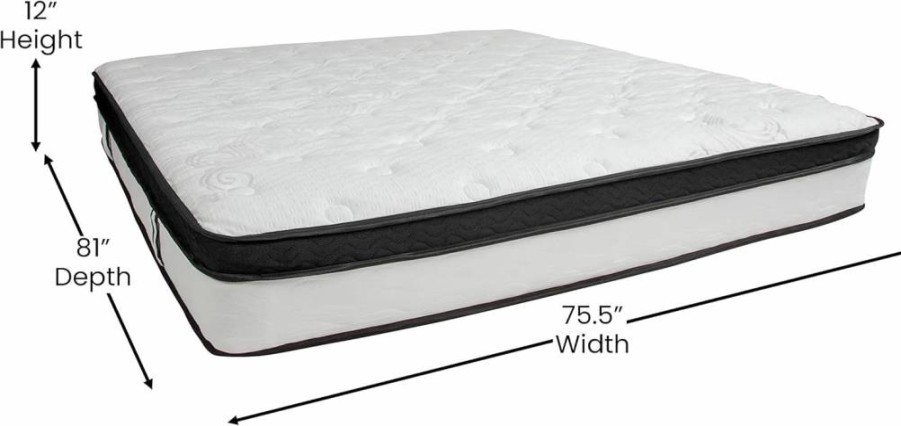 Flash Furniture Capri 12 Inch Twin Memory Foam & Pocket Spring Mattress in a Box - CertiPUR-US Certified, White, Comfortable Sleep Solution