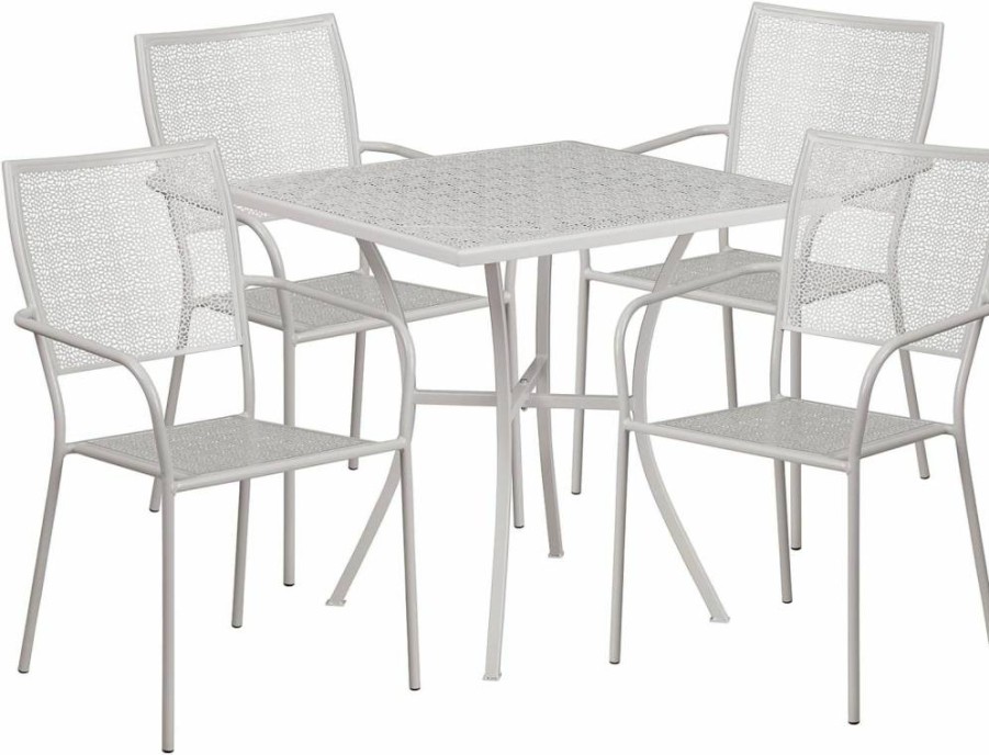 Flash Furniture 35.5" Square Black Steel Patio Table Set with 4 Chairs - Indoor-Outdoor Commercial Grade Dining Set