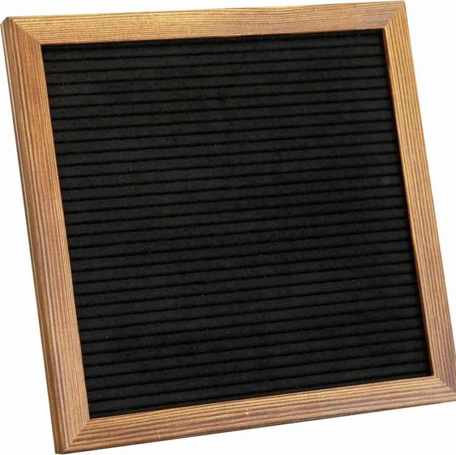 Flash Furniture Gracie 10x10 Felt Letter Board with Wooden Frame - Includes 389 Letters, Numbers, Symbols & Canvas Carrying Case - Torched Wood & Black Felt Message Board