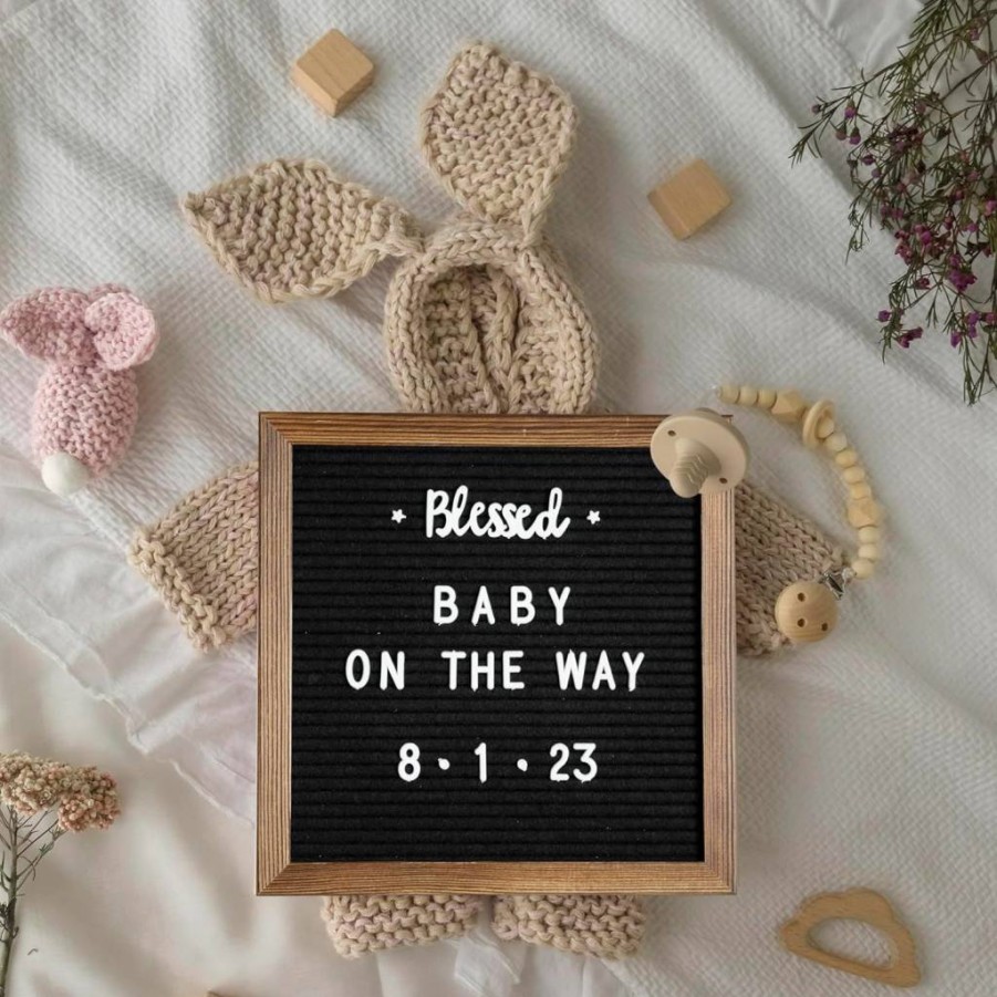 Flash Furniture Gracie 10x10 Felt Letter Board with Wooden Frame - Includes 389 Letters, Numbers, Symbols & Canvas Carrying Case - Torched Wood & Black Felt Message Board