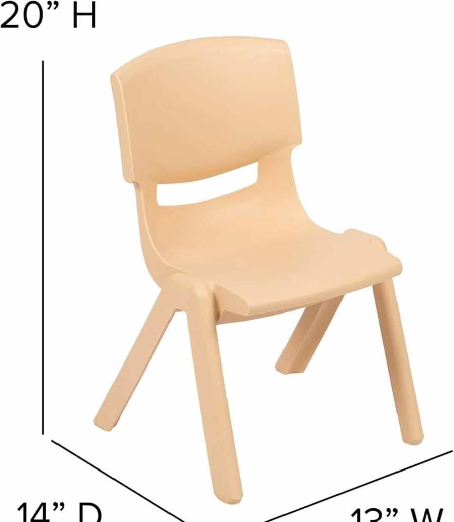 Flash Furniture Whitney 4-Pack Red Plastic Stackable School Chairs, 10.5 Inch Seat Height, Durable Kids Classroom Chairs