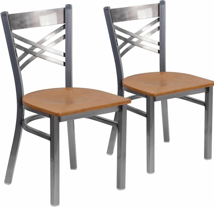 Flash Furniture Hercules Series Black Vinyl X-Back Metal Restaurant Chair with Clear Coat
