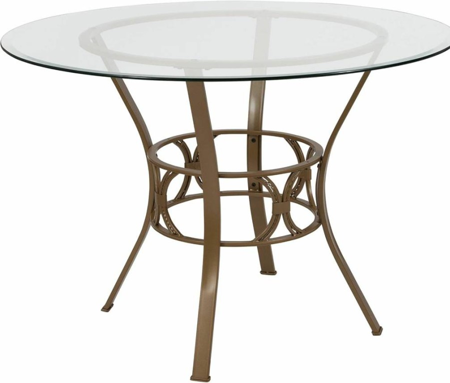 Flash Furniture 42-Inch Round Glass Dining Table with Silver Metal Frame - Clear Tempered Glass Top - Modern Carlisle Design