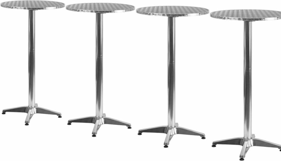 Flash Furniture 45" Height Aluminum Outdoor Bar Table, 23.25" Round Patio Dining Table for Garden, Deck, Poolside