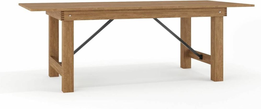 Flash Furniture 7-Foot Rustic Pine Folding Dining Table - Antique Farmhouse Rectangular Event Table with Extension