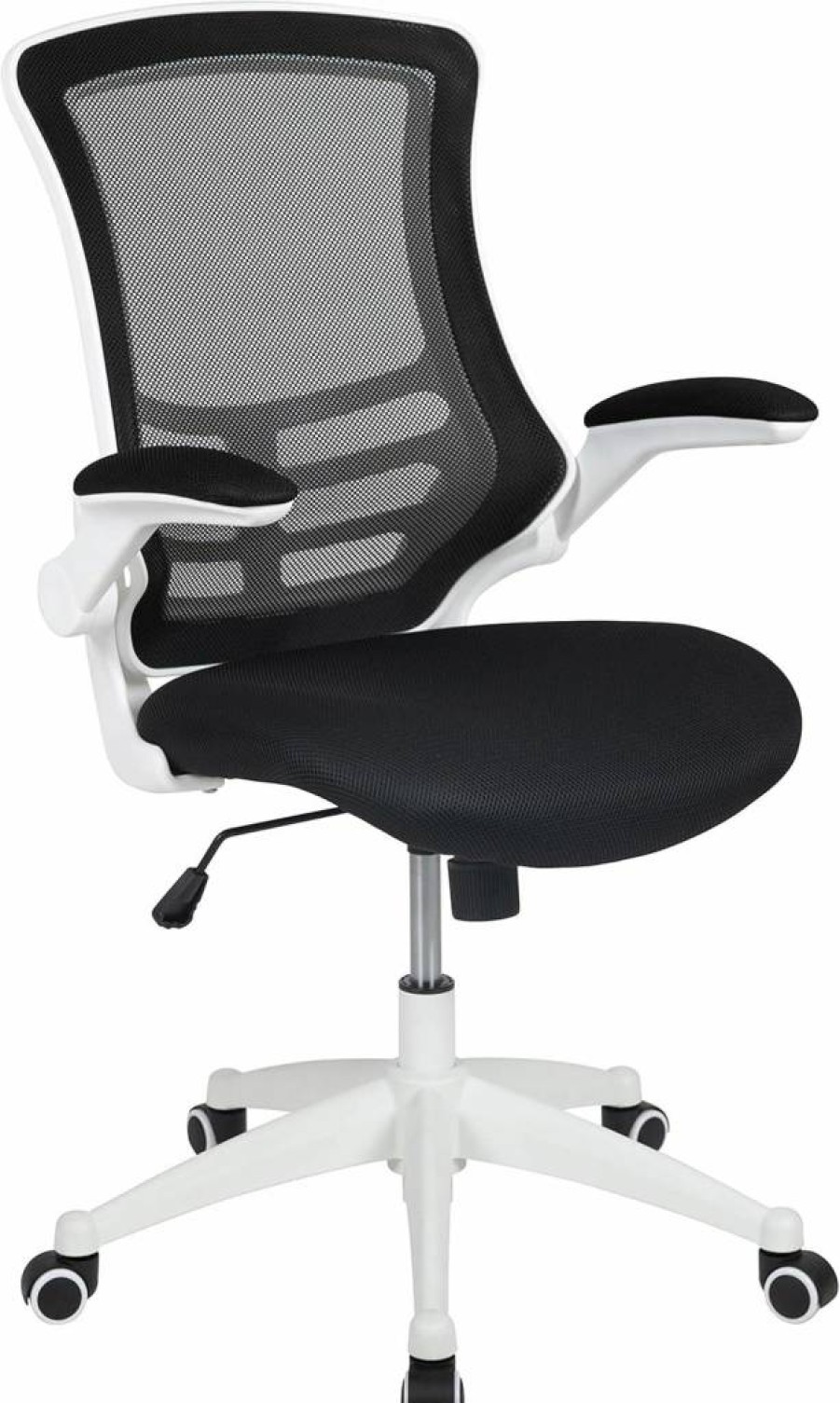 Flash Furniture Kelista Ergonomic Mesh Office Chair - Adjustable Height, Mid-Back Support, Swivel & Flip-Up Armrests, Black