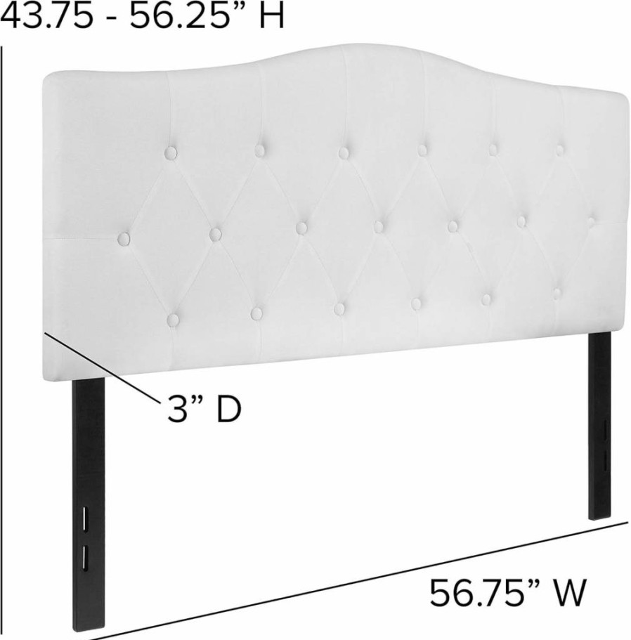 Flash Furniture Cambridge Full Size Upholstered Headboard, Adjustable Height Contemporary Fabric Tufted Bed Headboard in White