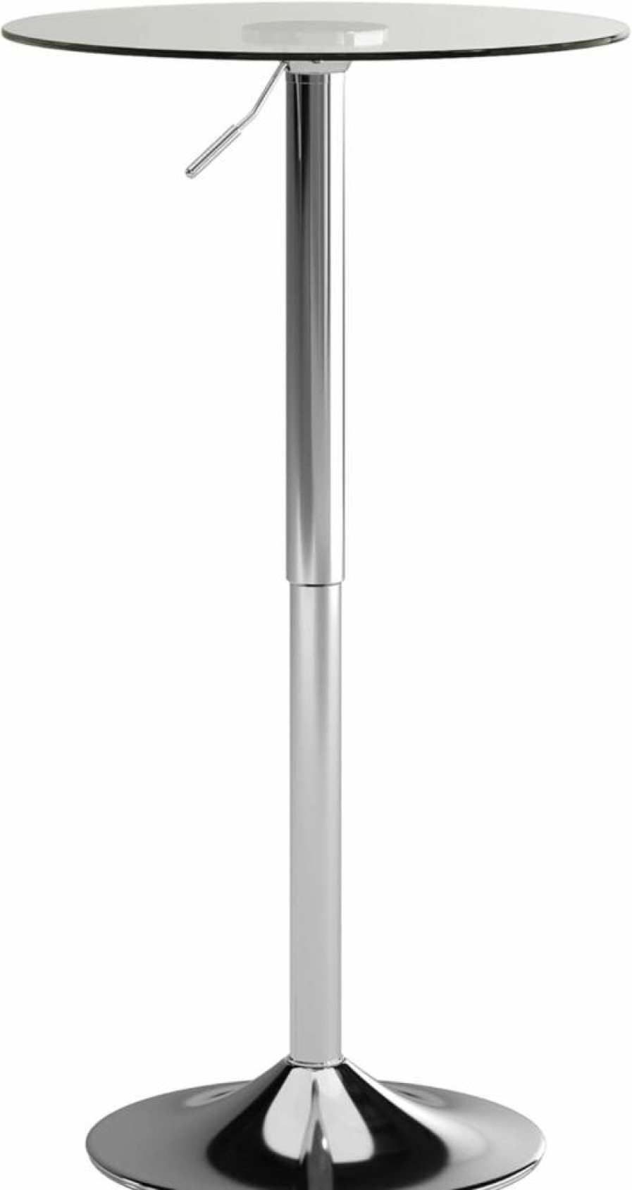 Flash Furniture 23.5" Adjustable Height Round Glass Cocktail Table - Chrome Frame Bar Table for Home or Business Use