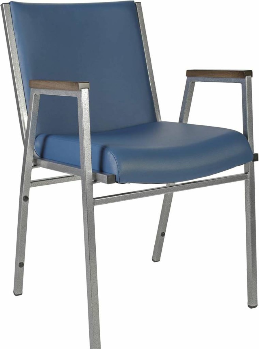 Flash Furniture Hercules Series Heavy Duty Black Vinyl Stacking Chair with Arms and Ganging Bracket, Commercial Grade