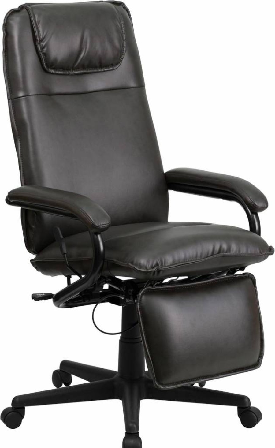 Flash Furniture Robert Ergonomic High-Back Executive Office Chair - Black LeatherSoft Reclining Swivel Chair with Arms