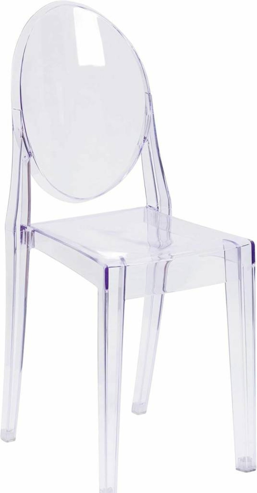 Flash Furniture 4-Pack Stackable Transparent Crystal Ghost Chairs for Indoor/Outdoor Dining & Restaurant Use