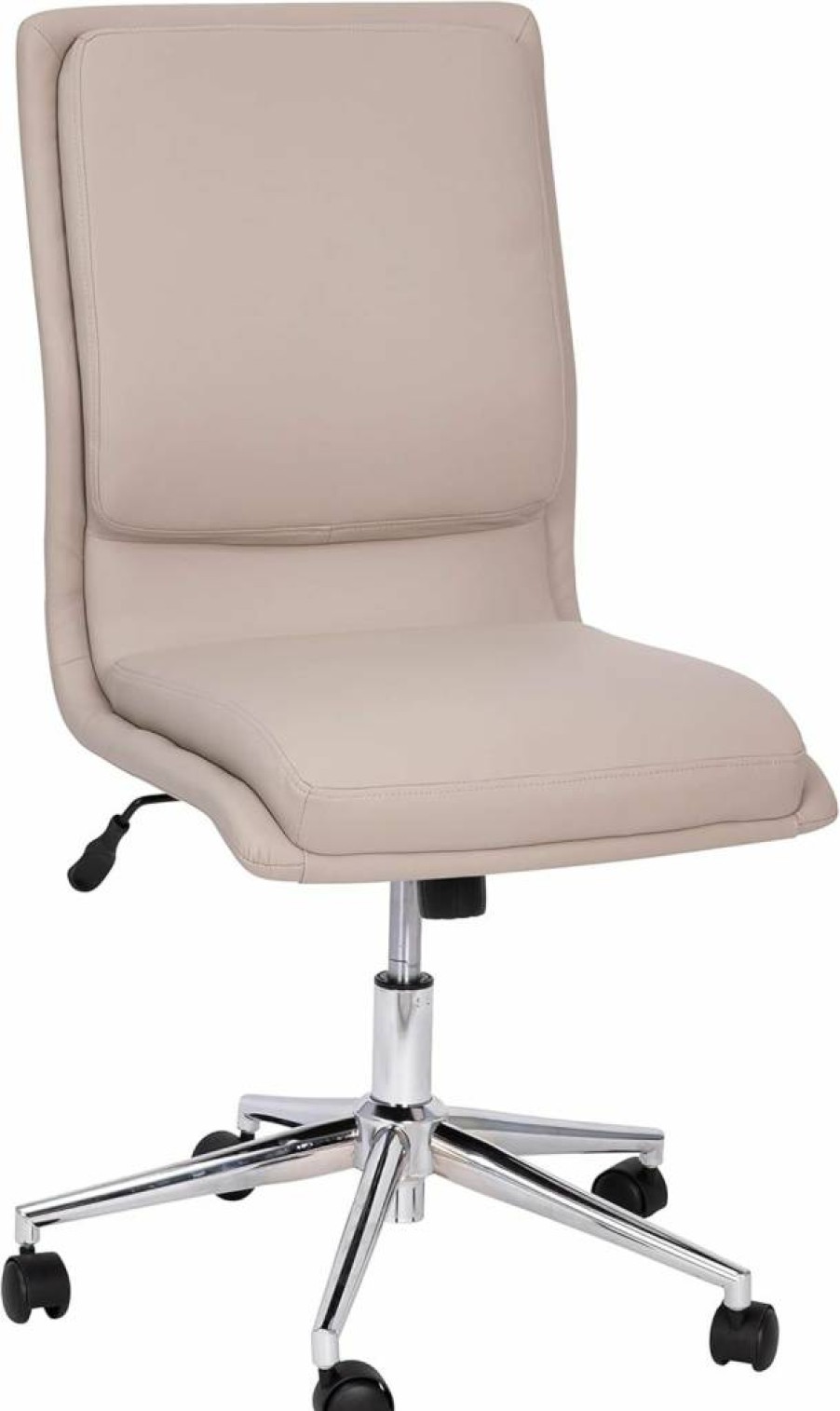 Flash Furniture Madigan Leathersoft Office Chair - Cognac PU Leather Task Chair with Padded Mid-Back, Adjustable Height & Chrome Base - Armless Ergonomic Desk Chair