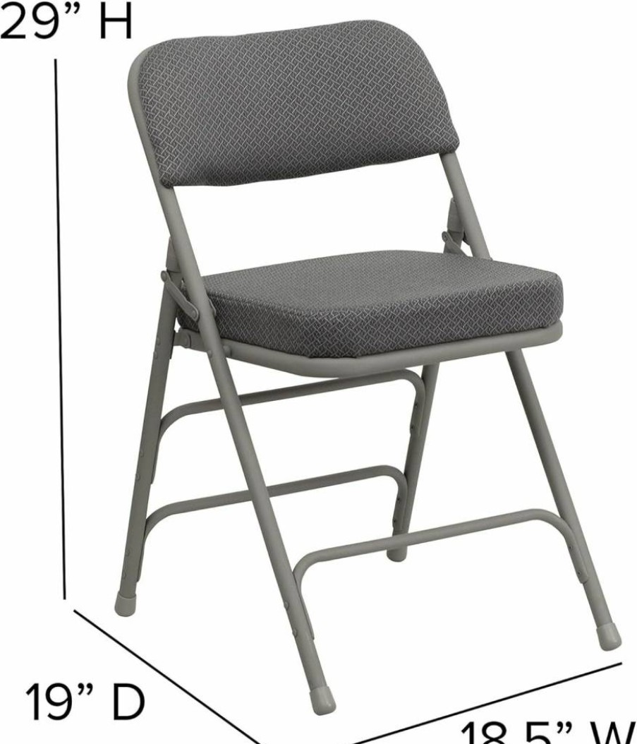 Flash Furniture Hercules Series 2-Pack Gray Fabric Upholstered Metal Folding Chairs with Cushion