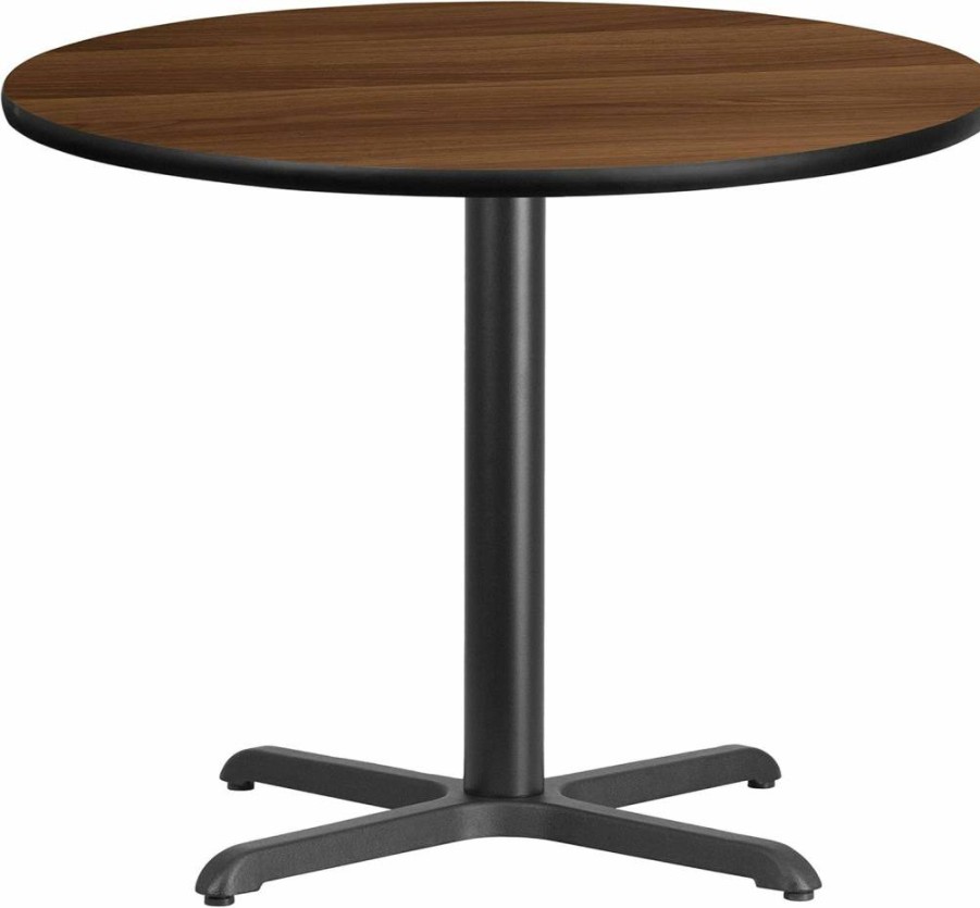 Flash Furniture 36-Inch Round Mahogany Laminate Dining Table with 30-Inch Square Base