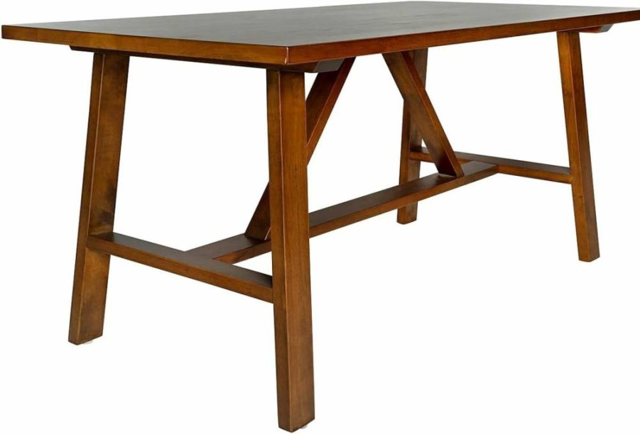Flash Furniture Rustic Brown Eli Farmhouse Coffee Table - Solid Wood X-Frame Design, 19.75" Height, for Living Room, Bedroom & Home Office