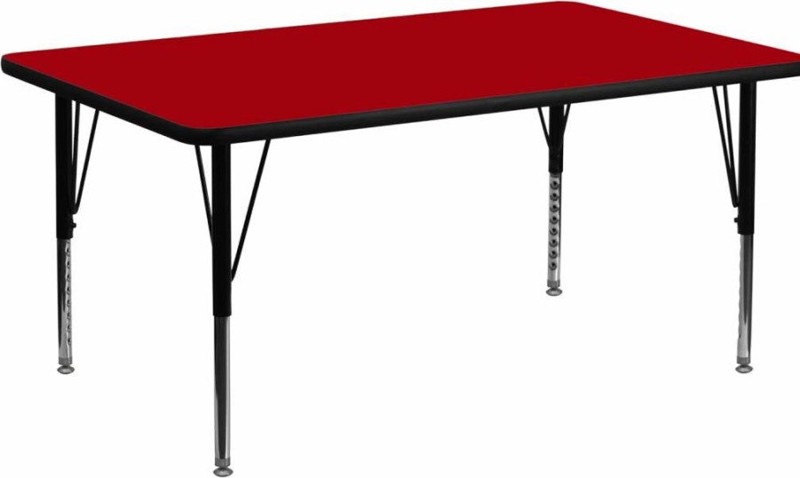 Flash Furniture Wren 24x48 Inch Adjustable Height Oak Laminate Activity Table for Office or Classroom