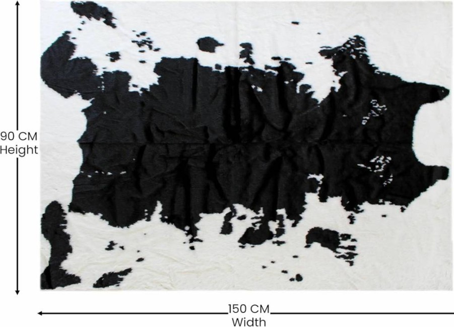 Flash Furniture Barstow Collection Black Faux Cowhide Print Area Rug - 3'x5' Vegan Polyester Rug for Living Room, Bedroom, Entryway - Cruelty Free Home Decor