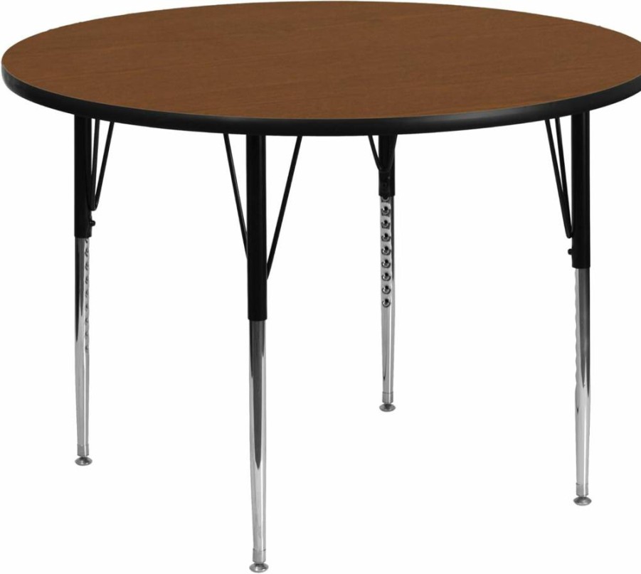 Flash Furniture Wren 42-Inch Round Adjustable Height Activity Table in Grey HP Laminate with Standard Legs