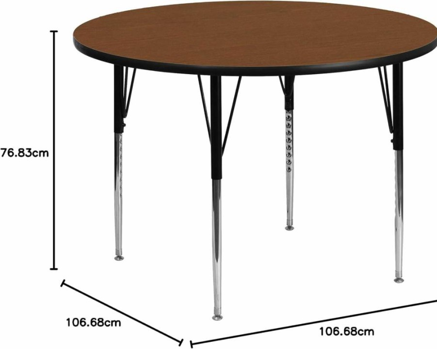 Flash Furniture Wren 42-Inch Round Adjustable Height Activity Table in Grey HP Laminate with Standard Legs