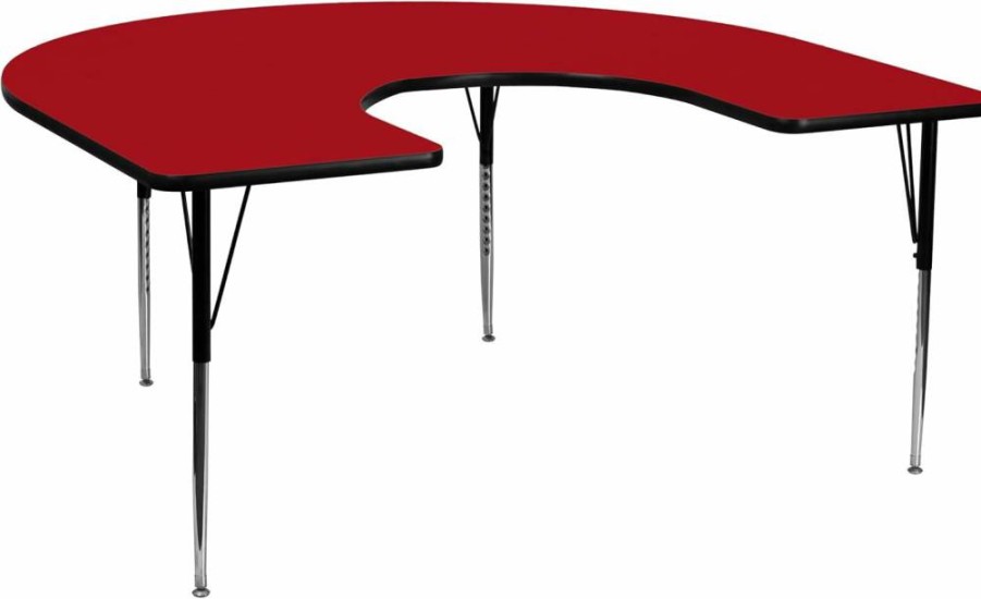 Flash Furniture Wren 60"W x 66"L Horseshoe-Shaped Oak Laminate Activity Table with Adjustable Height Legs