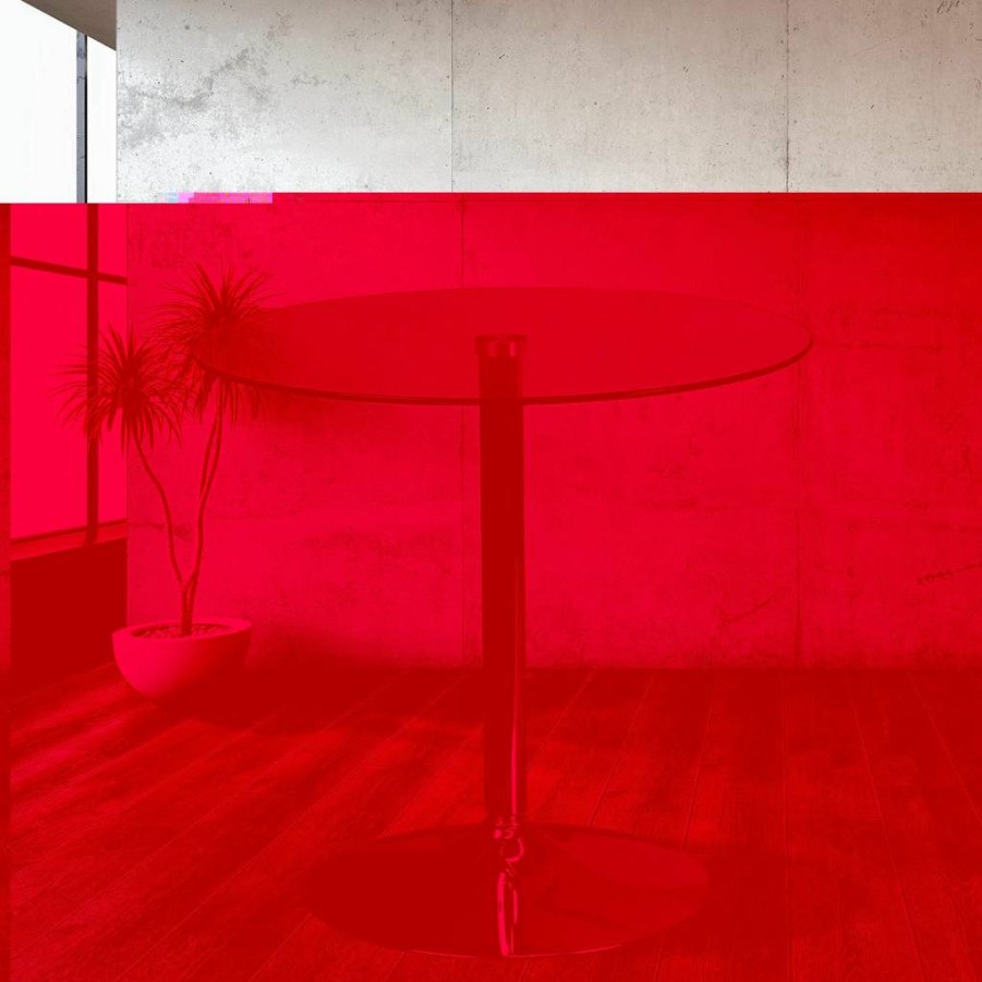 Flash Furniture 31.5" Round Tempered Glass Dining Table with Chrome Base, Clear/Silver Modern Cocktail Table for Home or Office