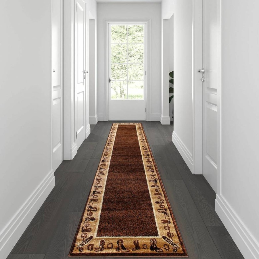 Flash Furniture Western Style Brown Runner Rug 2x11 Feet for Indoor Use - Williams Collection