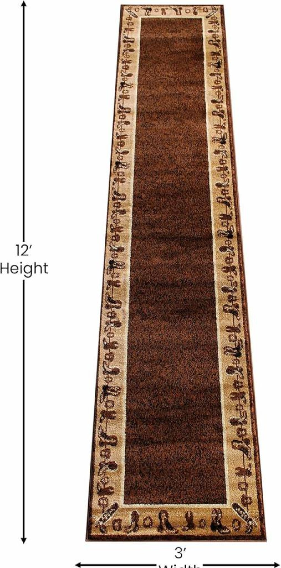 Flash Furniture Western Style Brown Runner Rug 2x11 Feet for Indoor Use - Williams Collection