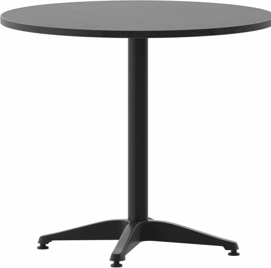Flash Furniture Mellie 23.5-Inch Round Black Metal Table for Indoor & Outdoor Use with Sturdy Base