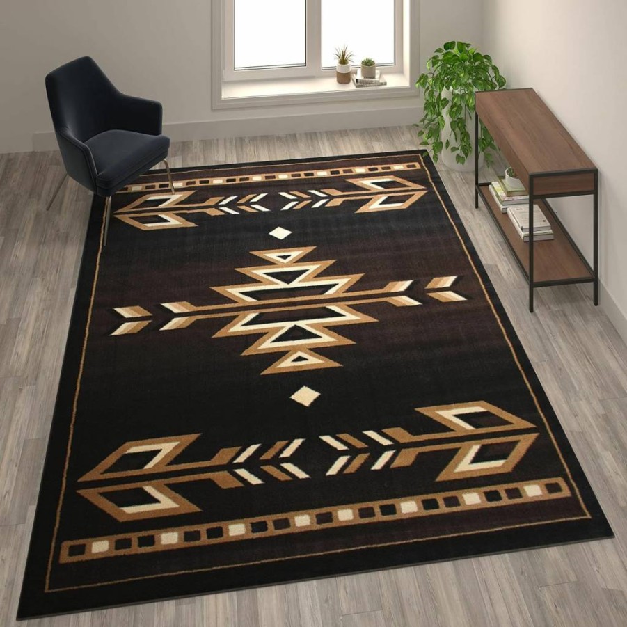 Flash Furniture Amado Rustic Southwestern Area Rug 3x10 Feet - Brown Olefin Non-Shedding Rug with Jute Backing for Living Room, Bedroom, Entryway