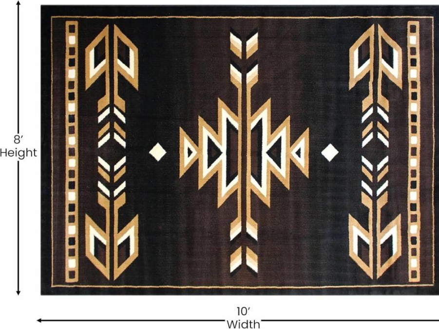 Flash Furniture Amado Rustic Southwestern Area Rug 3x10 Feet - Brown Olefin Non-Shedding Rug with Jute Backing for Living Room, Bedroom, Entryway