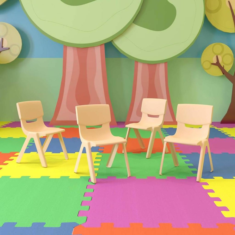 Flash Furniture Whitney 2-Pack Green Plastic Stackable School Chairs - 10.5" Seat Height, Durable Kids Classroom Chairs