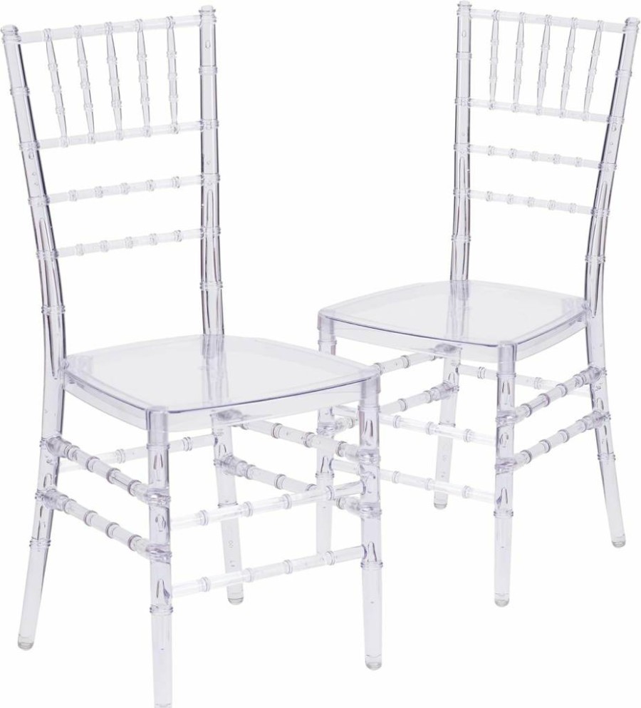 Flash Furniture Elegance Crystal Clear Stackable Chiavari Chair for Weddings & Events