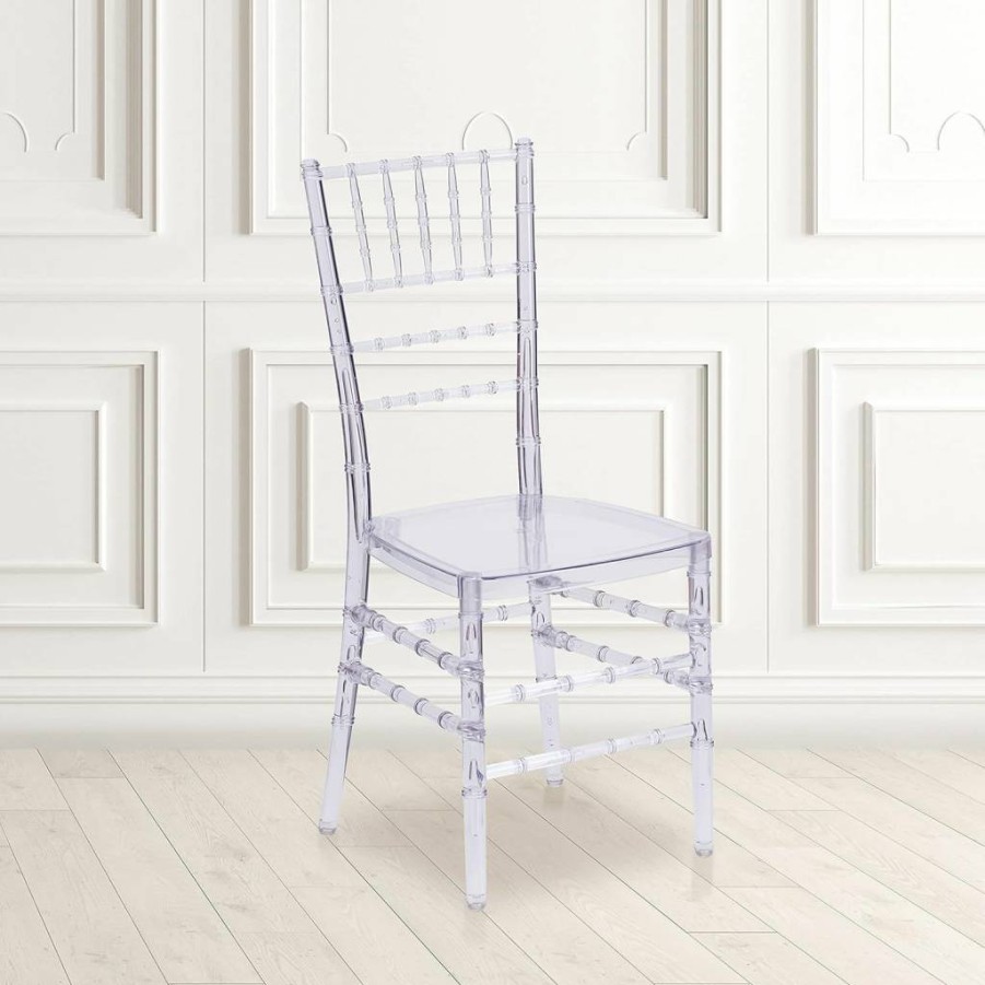 Flash Furniture Elegance Crystal Clear Stackable Chiavari Chair for Weddings & Events