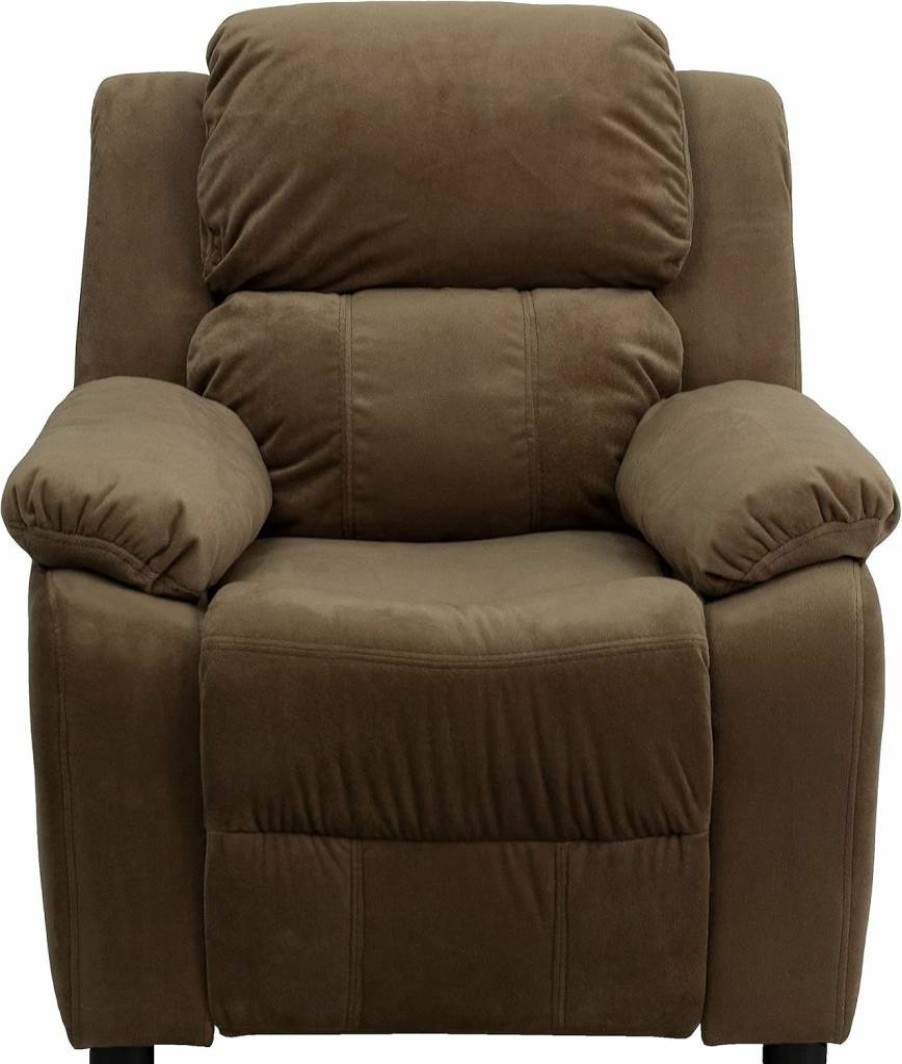 Flash Furniture Deluxe Contemporary Vinyl Kids Recliner with Cup Holder - Heavy Padding for Comfort