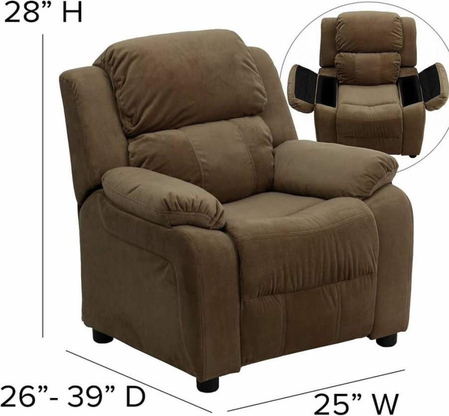 Flash Furniture Deluxe Contemporary Vinyl Kids Recliner with Cup Holder - Heavy Padding for Comfort