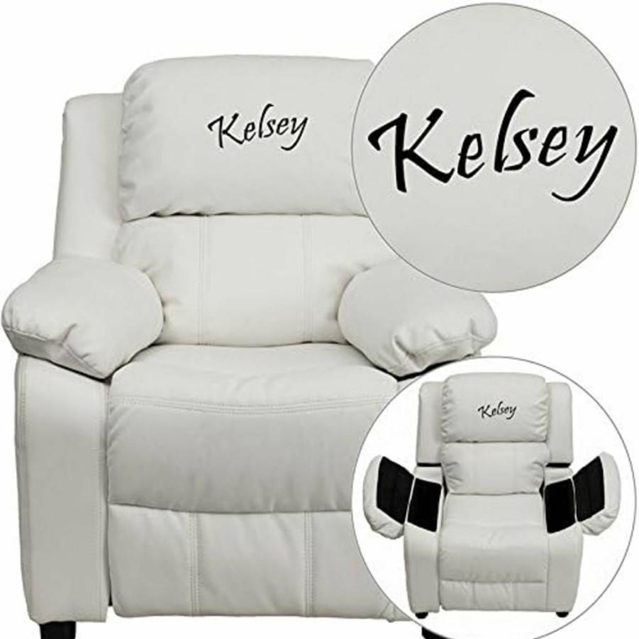Flash Furniture White Vinyl Kids Recliner Chair - Comfortable & Durable TXT Series