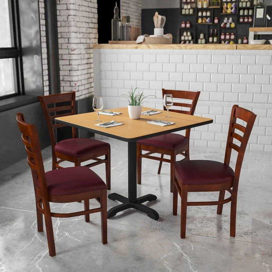 Flash Furniture Hercules Series Cherry Wood Ladder Back Dining Chair for Restaurant and Home Use