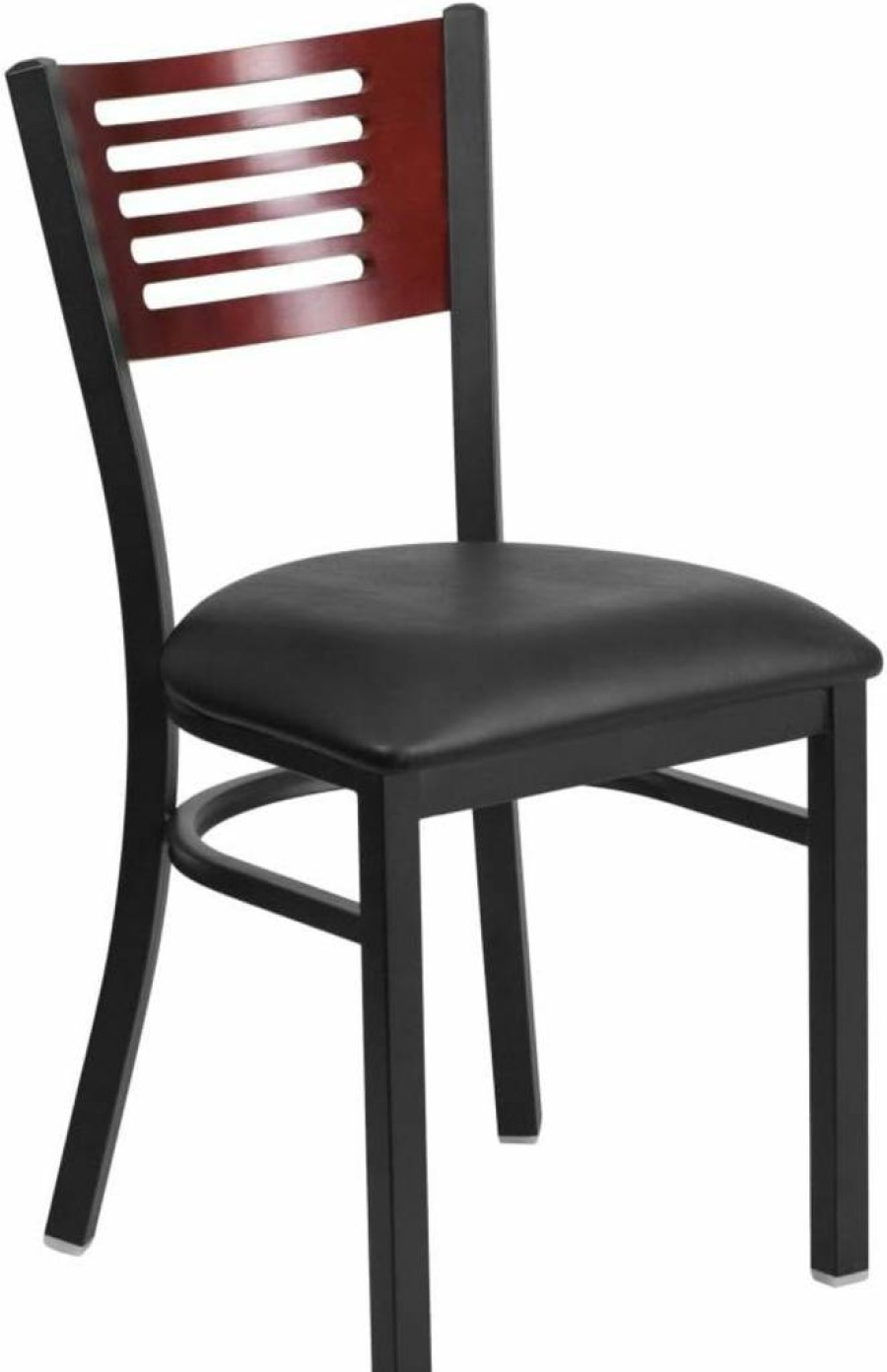 Flash Furniture Hercules Series 2-Pack Black Metal Restaurant Chairs with Mahogany Wood Back and Vinyl Seat