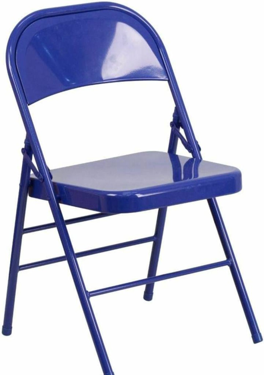 Flash Furniture 2-Pack Impulsive Purple Metal Folding Chairs for Indoor Outdoor Use