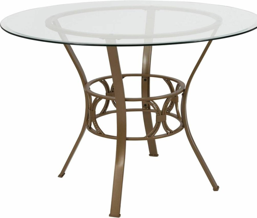 Flash Furniture 45-Inch Round Black Glass Dining Table with Sturdy Metal Frame - Modern Kitchen & Dining Room Decor
