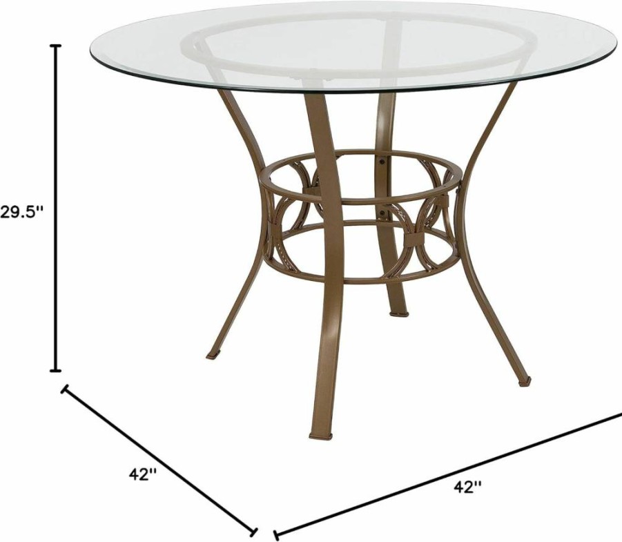 Flash Furniture 45-Inch Round Black Glass Dining Table with Sturdy Metal Frame - Modern Kitchen & Dining Room Decor