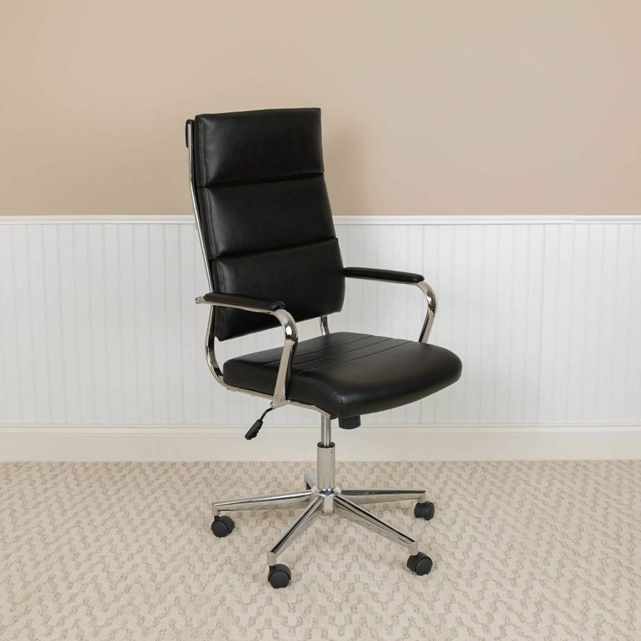 Flash Furniture Hansel High-Back Executive Office Chair - Black LeatherSoft Swivel Chair for Modern Workspace