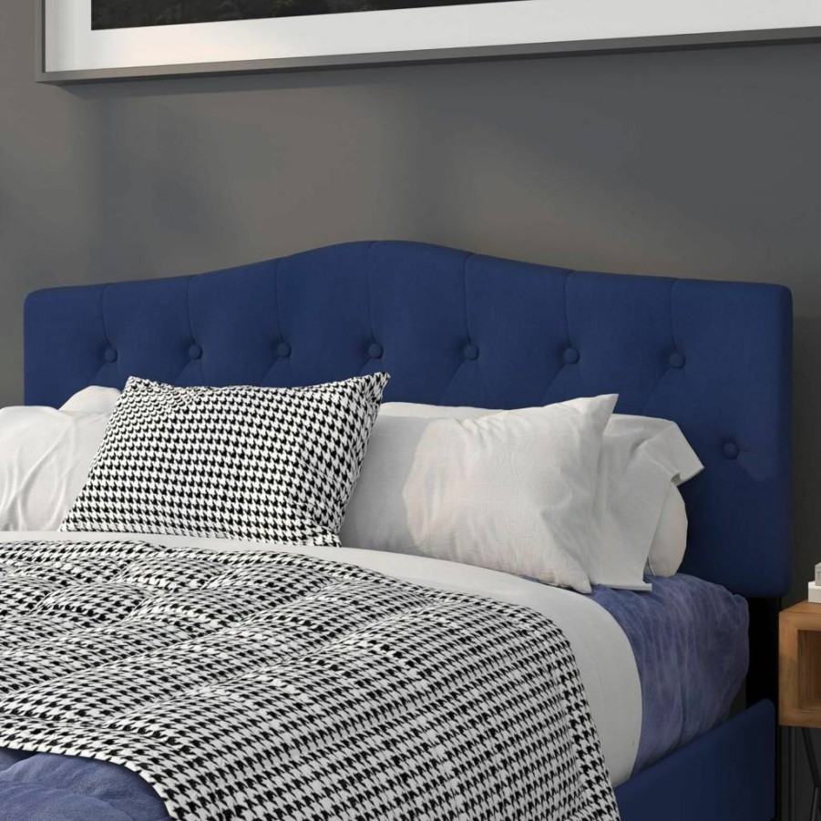 Flash Furniture Navy Blue Queen Size Upholstered Headboard with Tufted Design - Cambridge Collection