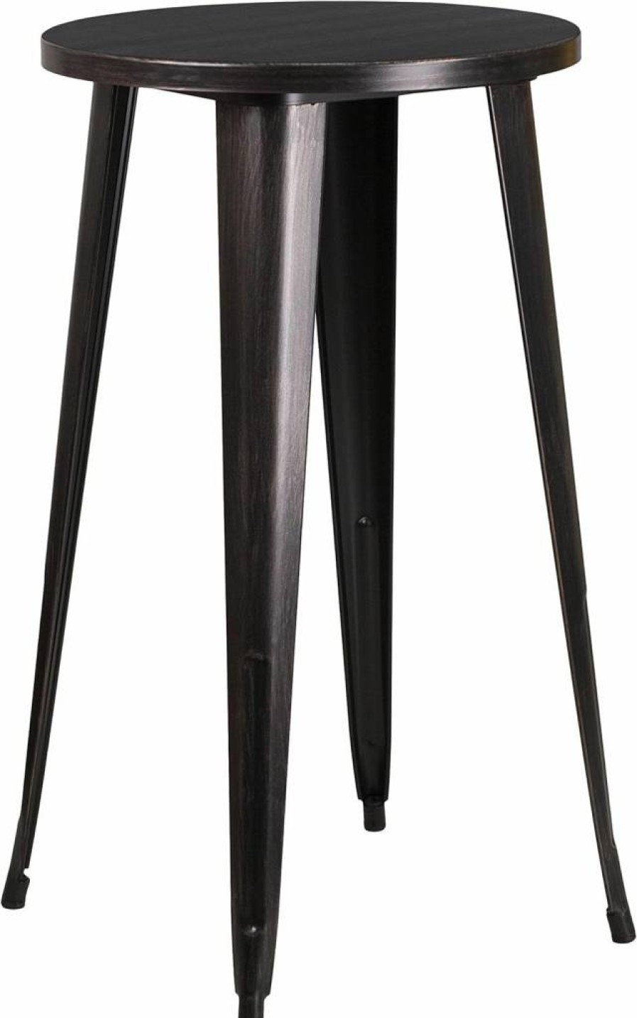 Flash Furniture 24" Round White Metal Bar Table - Commercial Grade Height for Indoor & Outdoor Use
