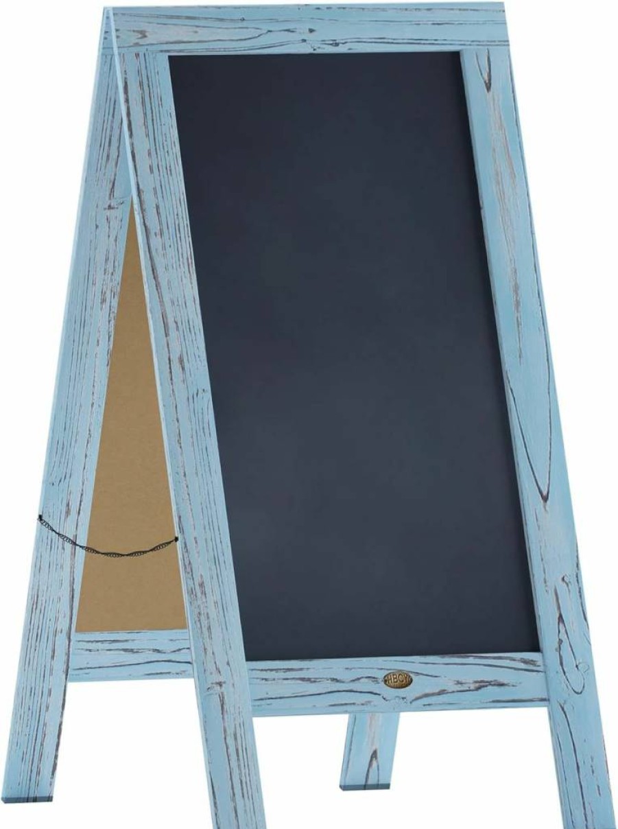 Flash Furniture 30"x20" Double-Sided Magnetic Chalkboard Sign - Freestanding Black Wood Frame - Indoor/Outdoor Reversible Chalk Board for Home Office School Business