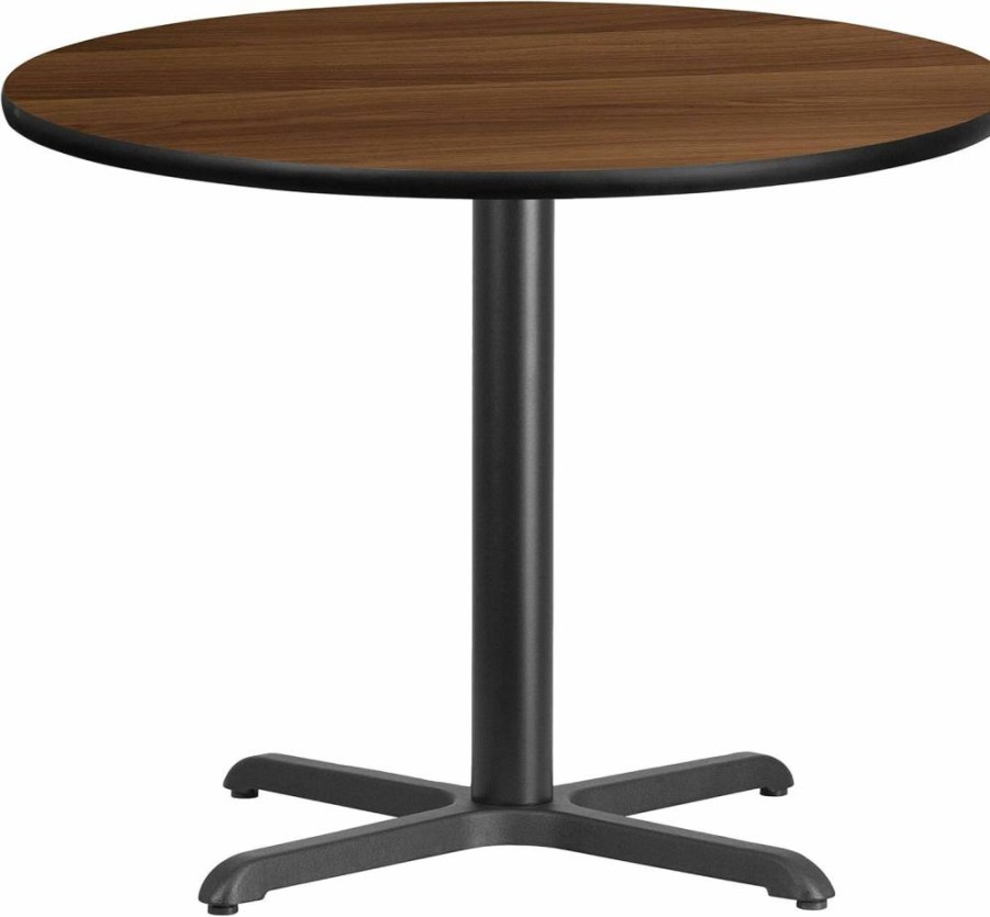 Flash Furniture 36-Inch Round Graniss Laminate Dining Table with 30-Inch Square Base, Natural Finish