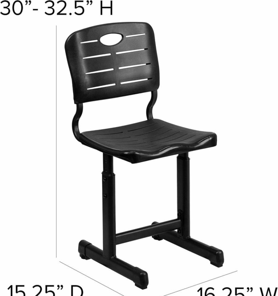 Flash Furniture Adjustable Black Student Chair with Swivel Pedestal Base for School or Office